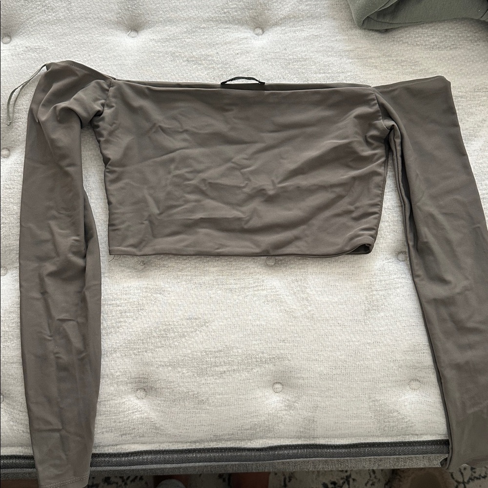 Zara Taupe Off-Shoulder Top